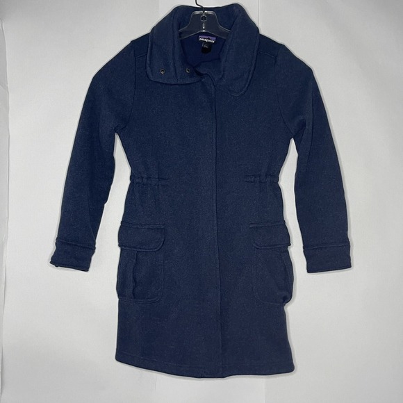 Patagonia Women's Small Better Sweater Long Coat Jacket Fleece Blue Zip Button - Picture 2 of 16